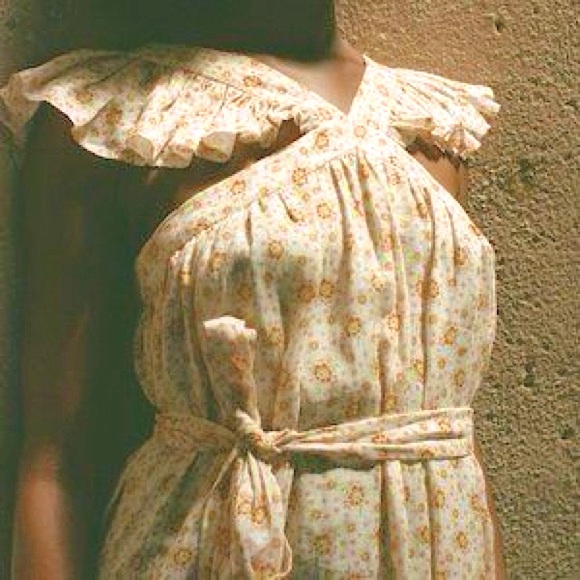 ❄️❤️🔥DÔEN ‘Nisha’ Dress Alabaster Countryside Ruffle Calico Maxi Dress XS - Picture 4 of 14